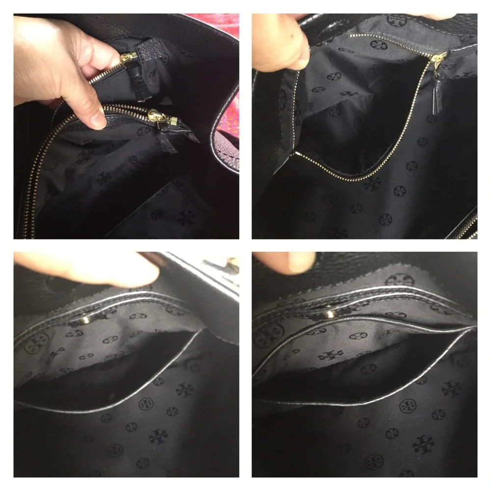 TORY BURCH LARGE LEATHER TOTE WITH MUCH SPACE INNER POCKETS LARGE DUST BAG - Picture 12 of 16